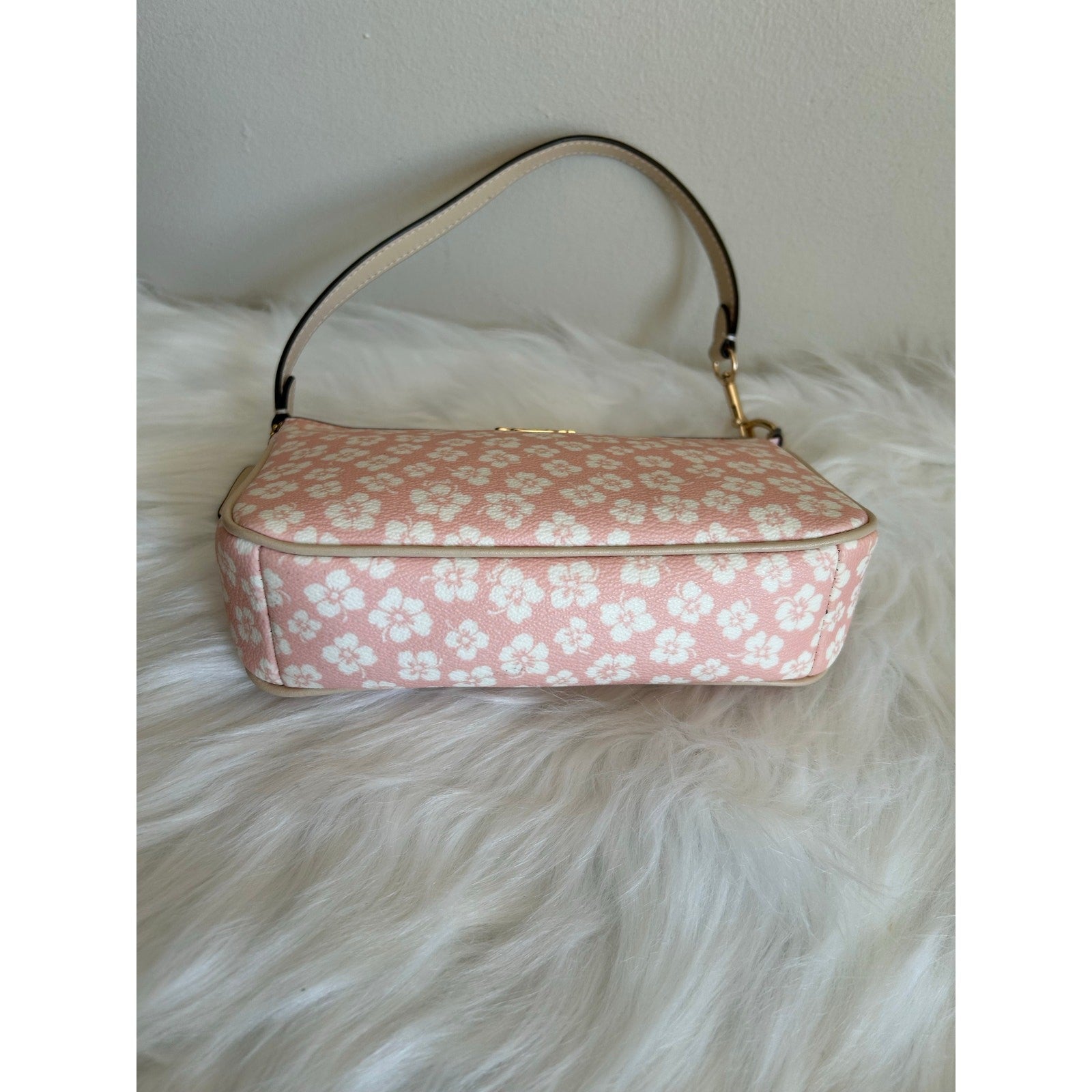 Coach Nolita 19 Pink White Floral Coated Canvas Shoulder Bag Excellent