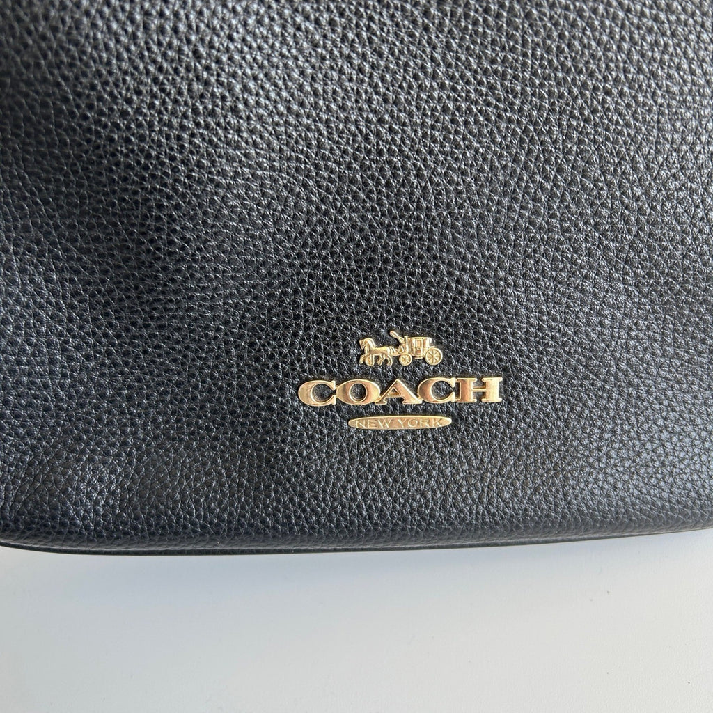 Coach Ellie File Bag Black Refined Pebble Leather Crossbody Excellent