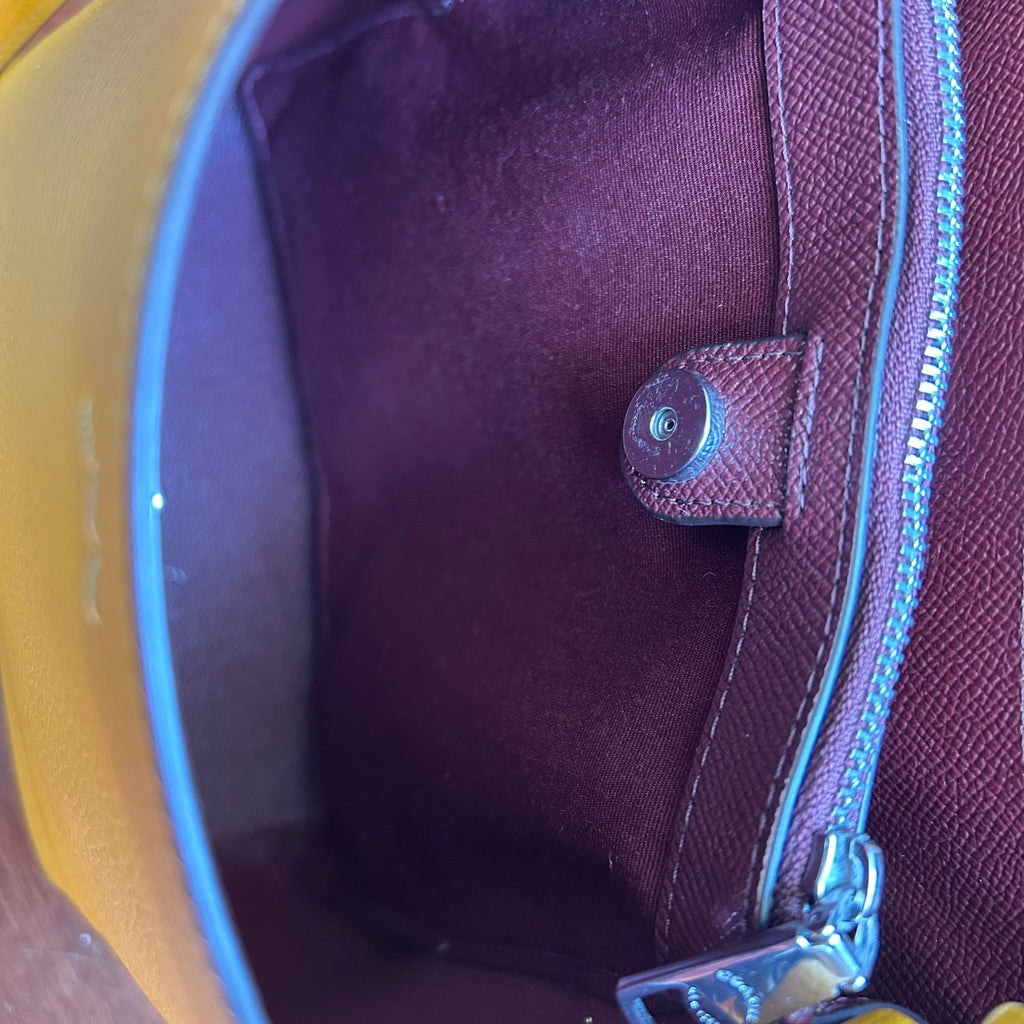 Coach Small Town Bucket Yellow Pebbled Leather Shoulder Bag 1011