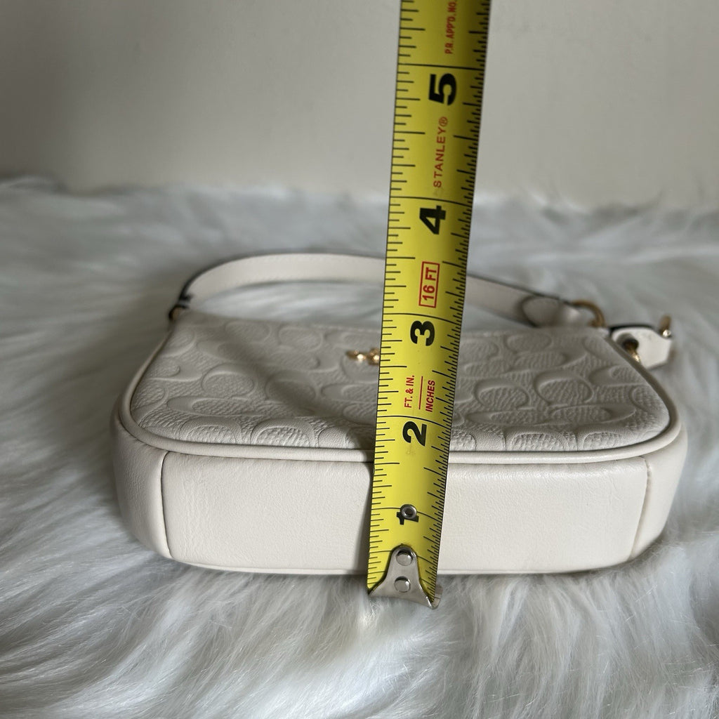 Coach Nolita 19 Chalk White Embossed Leather Shoulder Bag Excellent