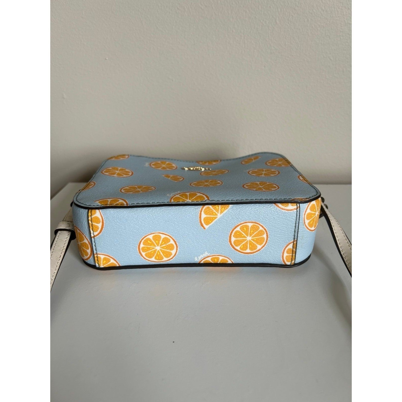 Coach Mini Jamie Camera Bag Light Blue Orange Fruit Print Crossbody C8719