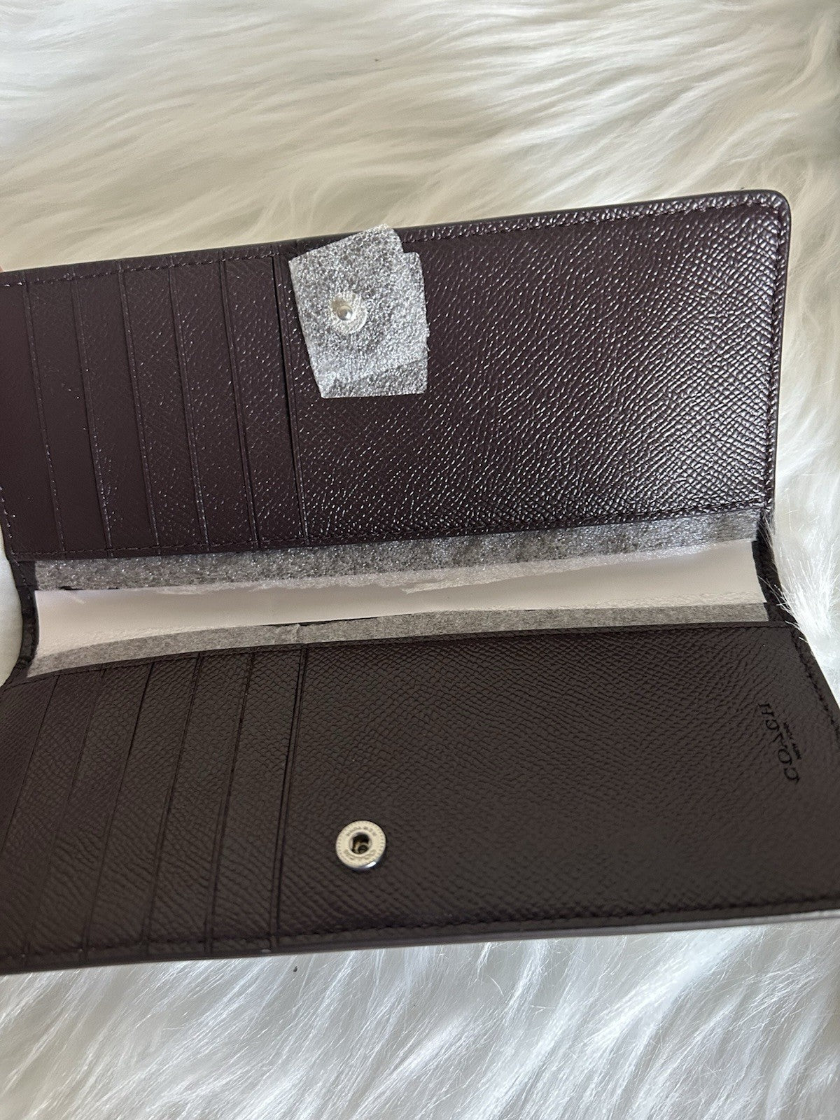 Coach Slim Wallet Granite Grey Crossgrain Leather New