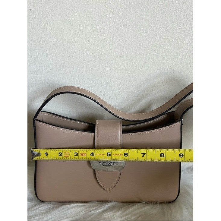 Coach Eliza Shoulder Bag Beige Leather Silver Hardware CP004