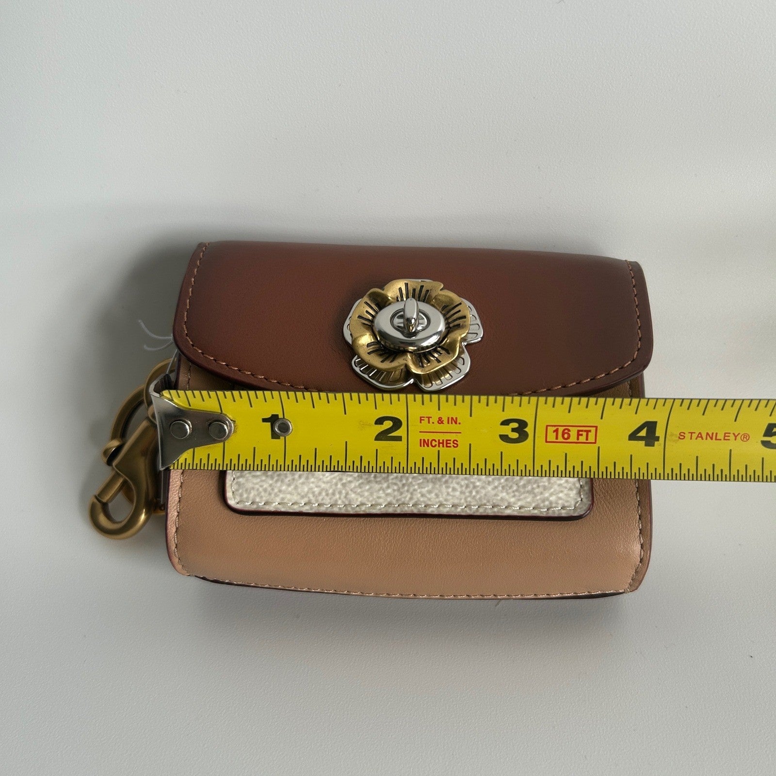 Coach Parker Bag Charm Brown Multi Leather Tea Rose 1636 NWT