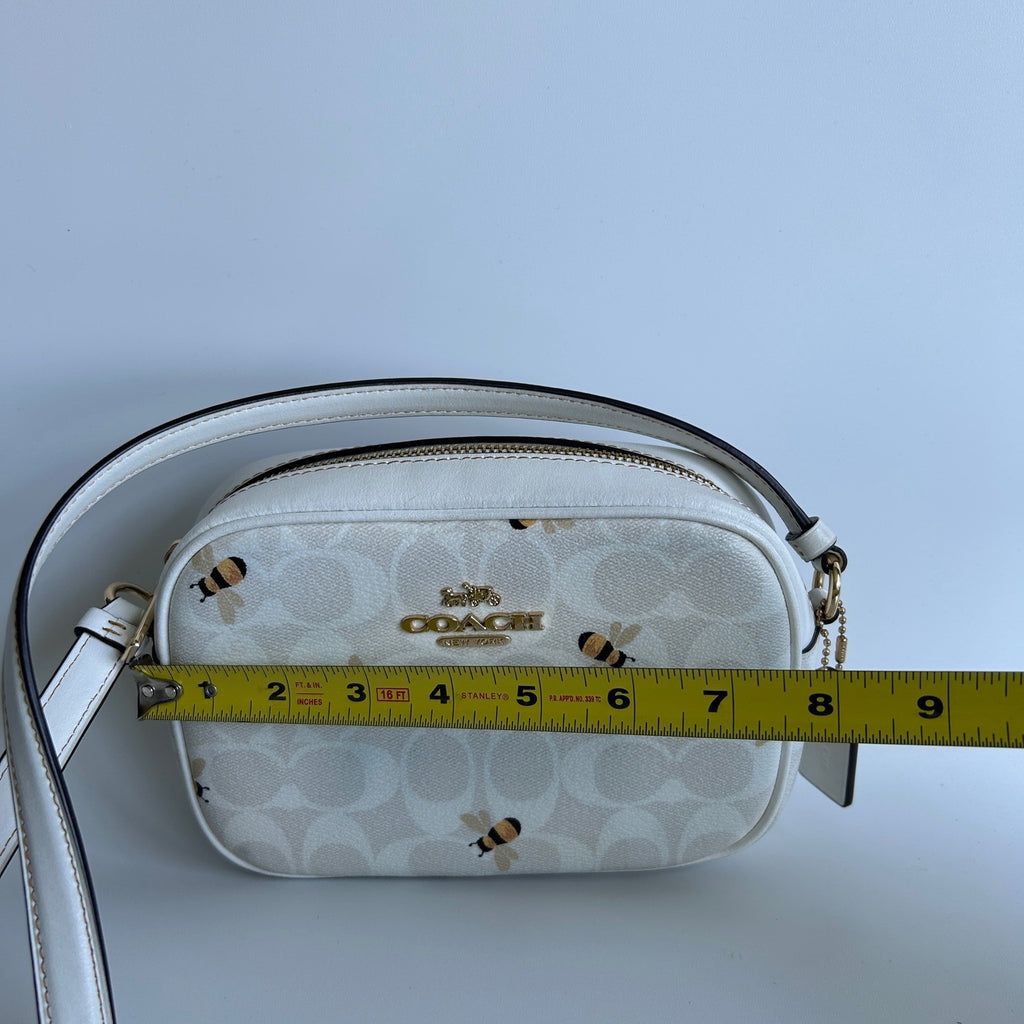 Coach Jamie Camera Bag Chalk White Bee Signature Canvas Leather Crossbody Good