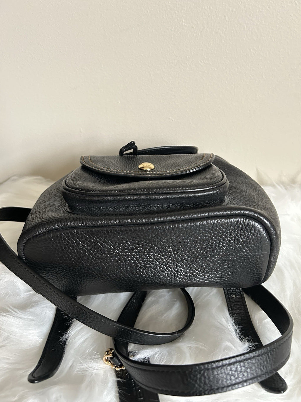 Coach Pennie 22 Black Pebbled Leather Backpack NWT C4121