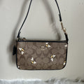 Coach Nolita 19 Bee Print Khaki Signature Canvas Wristlet Bag Excellent
