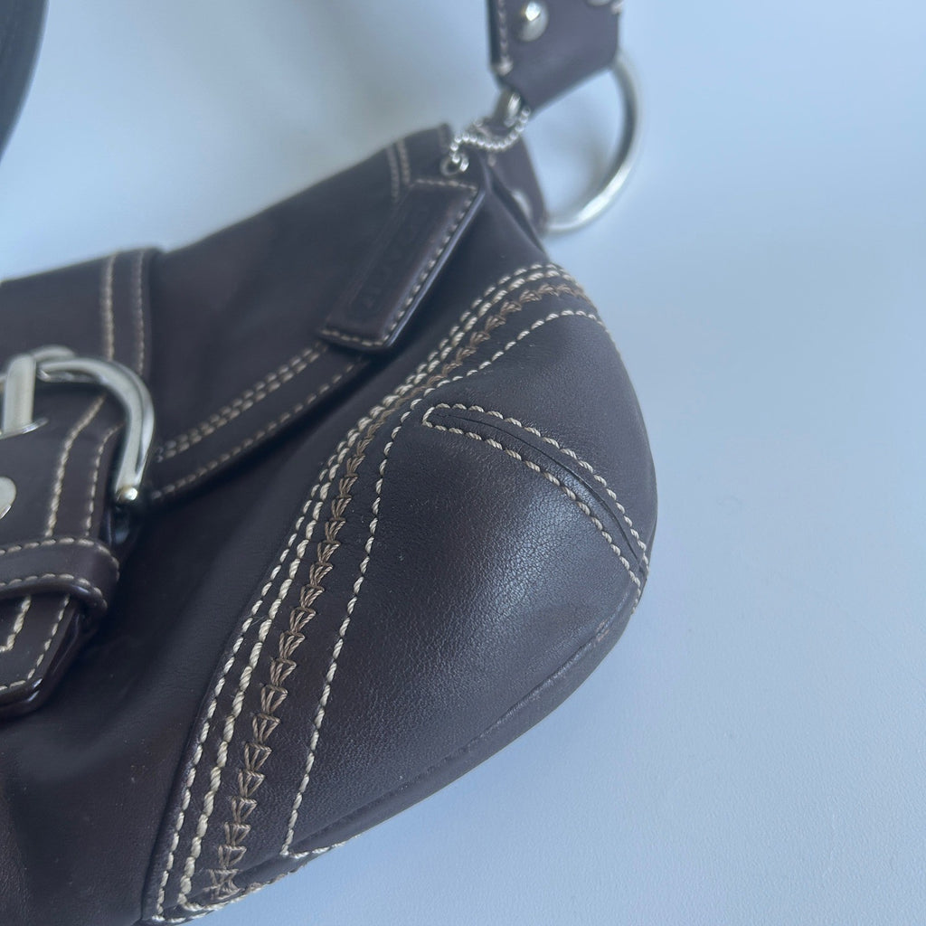 Coach Soho Chocolate Brown Pebbled Leather Shoulder Bag Excellent