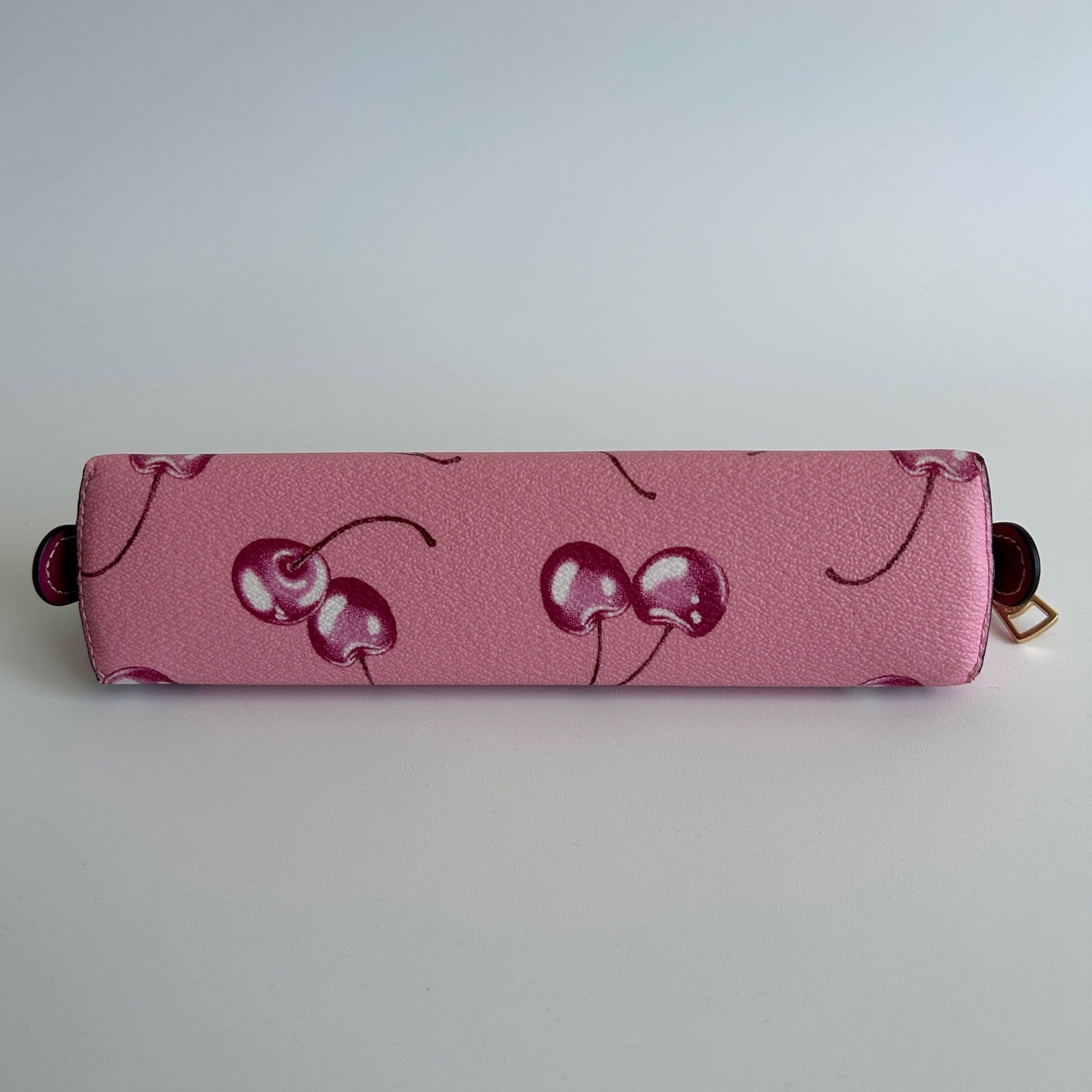 Coach Pencil Case Pink Cherry Coated Canvas Cosmetic Bag Excellent