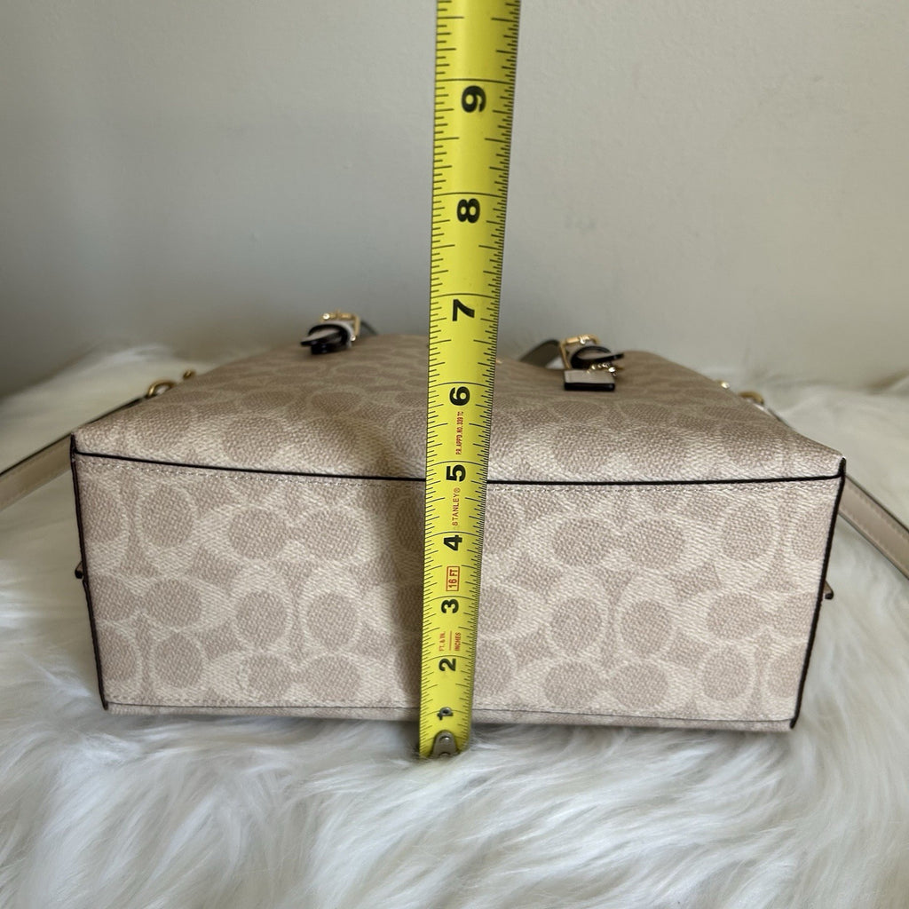 Coach Mollie Tote 25 Chalk Taupe Signature Canvas Shoulder Bag Good