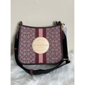 Coach Dempsey File Bag Burgundy Multi Signature Jacquard Leather Crossbody NEW