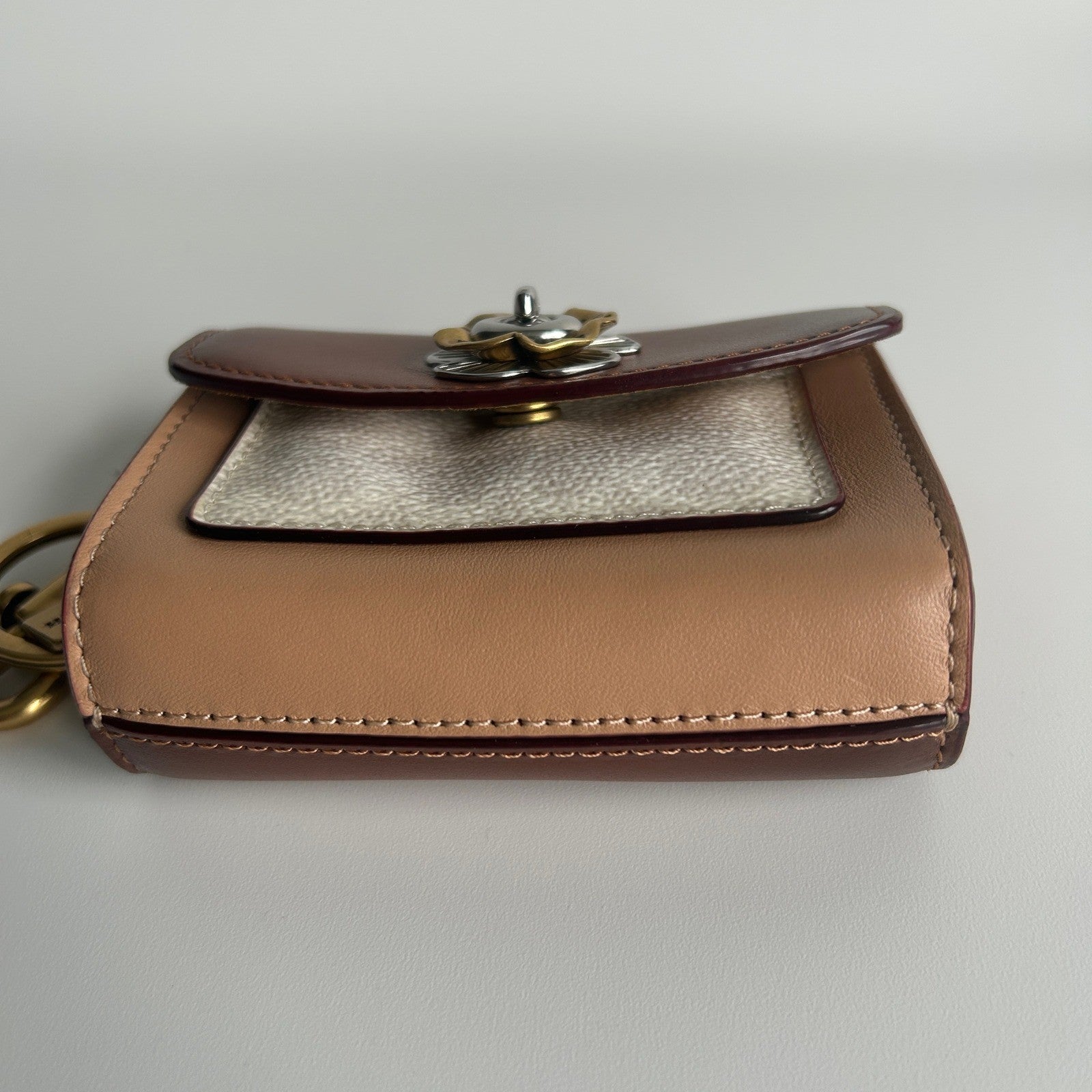 Coach Parker Bag Charm Brown Multi Leather Tea Rose 1636 NWT