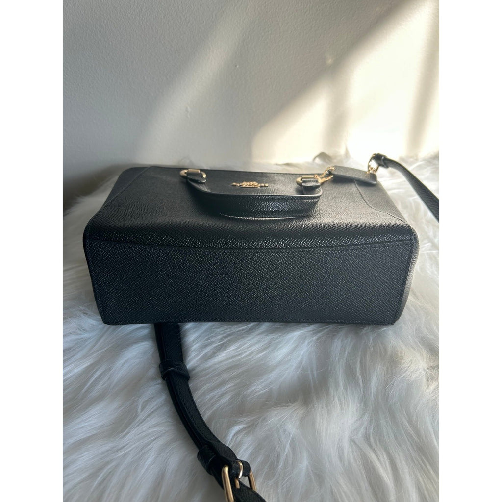 Coach Alice Satchel Black Crossgrain Leather Shoulder Bag Excellent