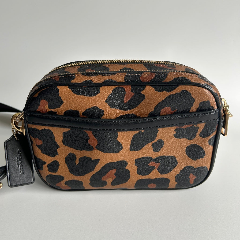 Coach Jamie Camera Bag Leopard Print Coated Canvas Crossbody Excellent
