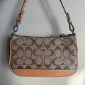 Coach Signature Demi Pouch Brown Canvas Leather 6094 Shoulder Bag Good