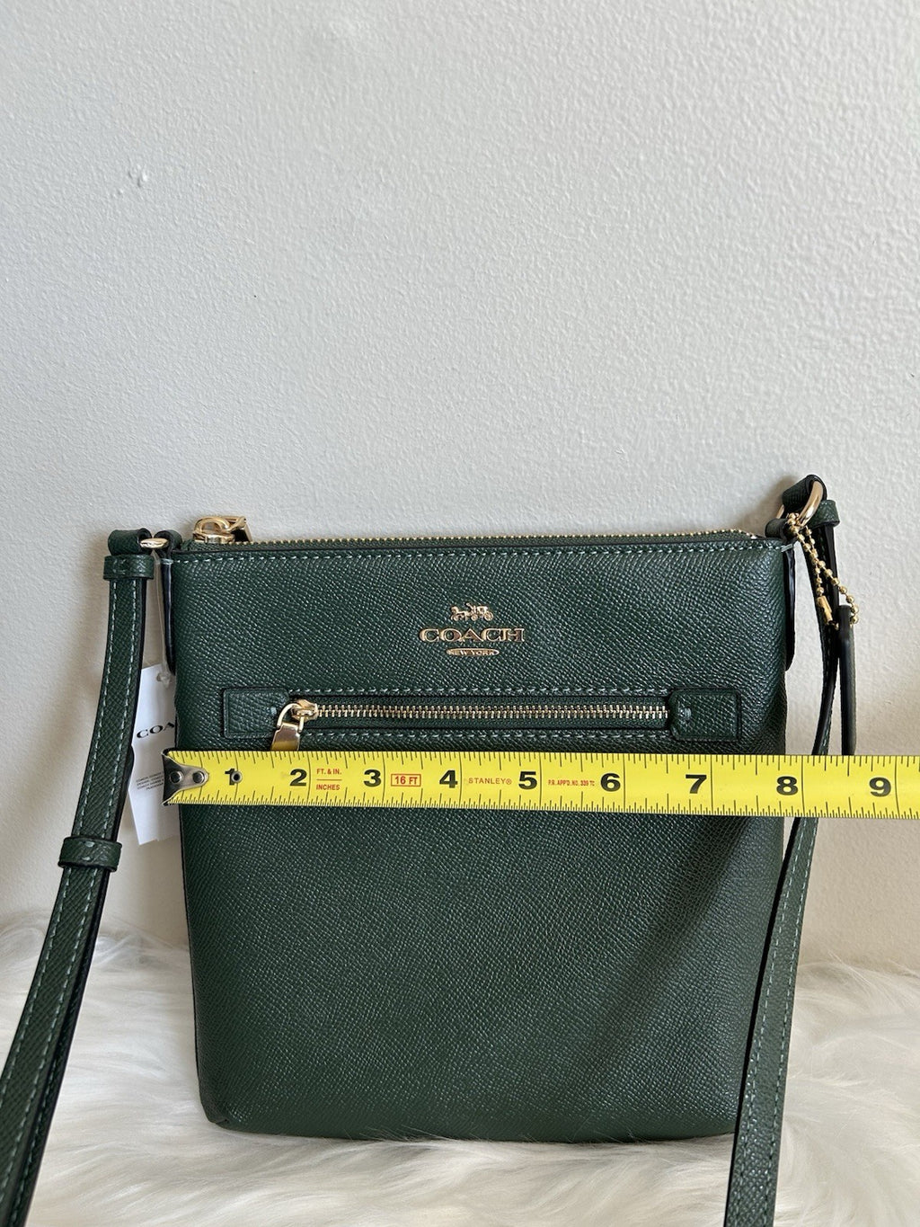 Coach Mini Rowan File Everglade Green Crossgrain Leather Crossbody Bag NWT