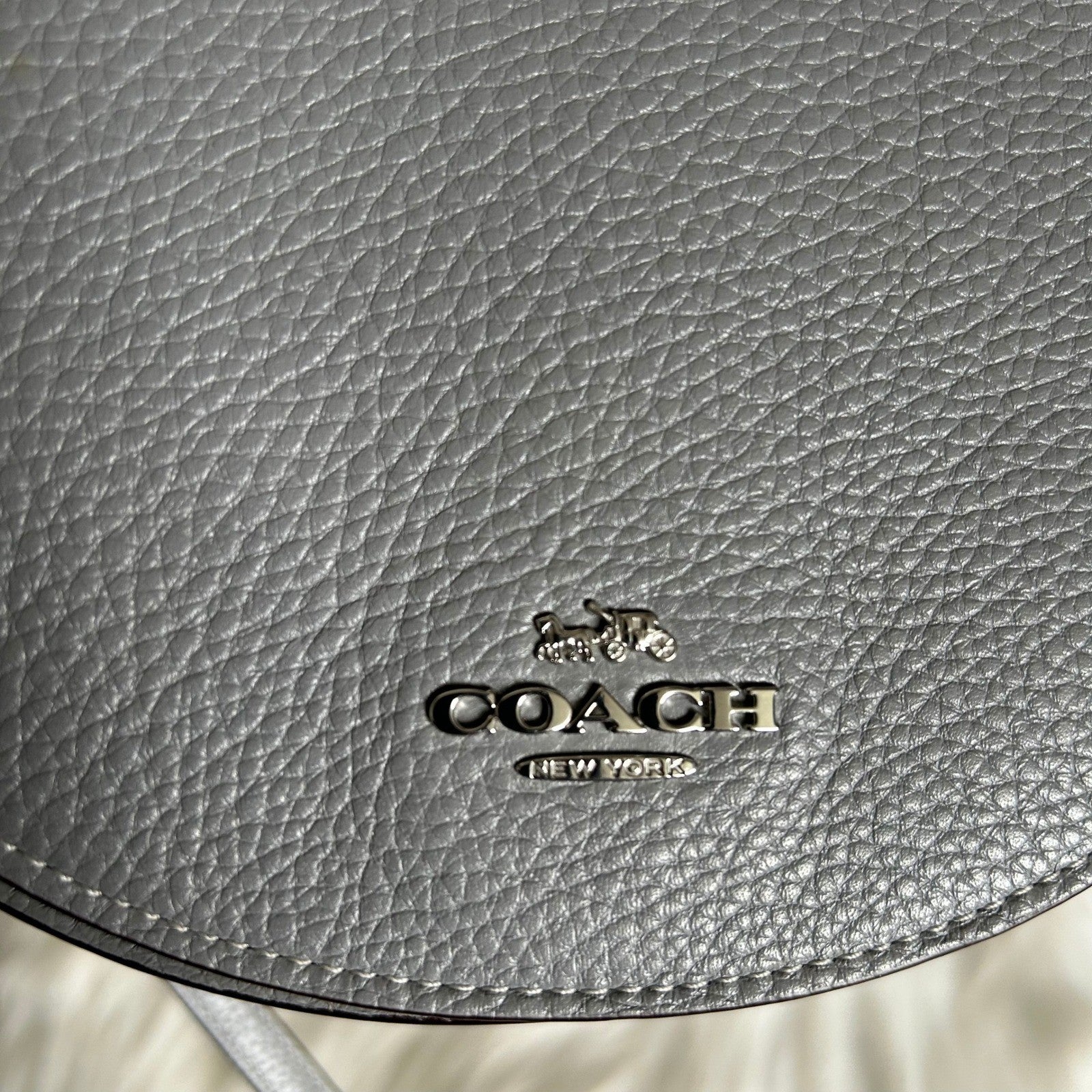 Coach Ellen Grey Pebbled Leather Crossbody Bag Excellent