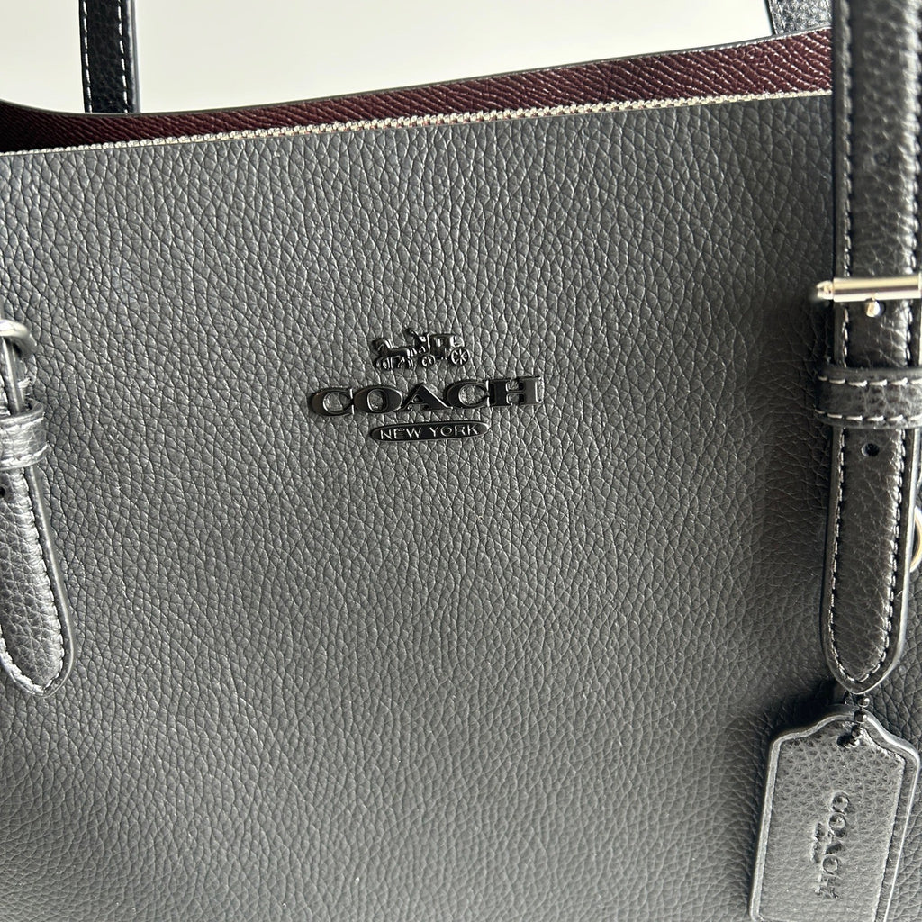Coach Mollie Tote Black Pebbled Leather Shoulder Bag 1671 Excellent