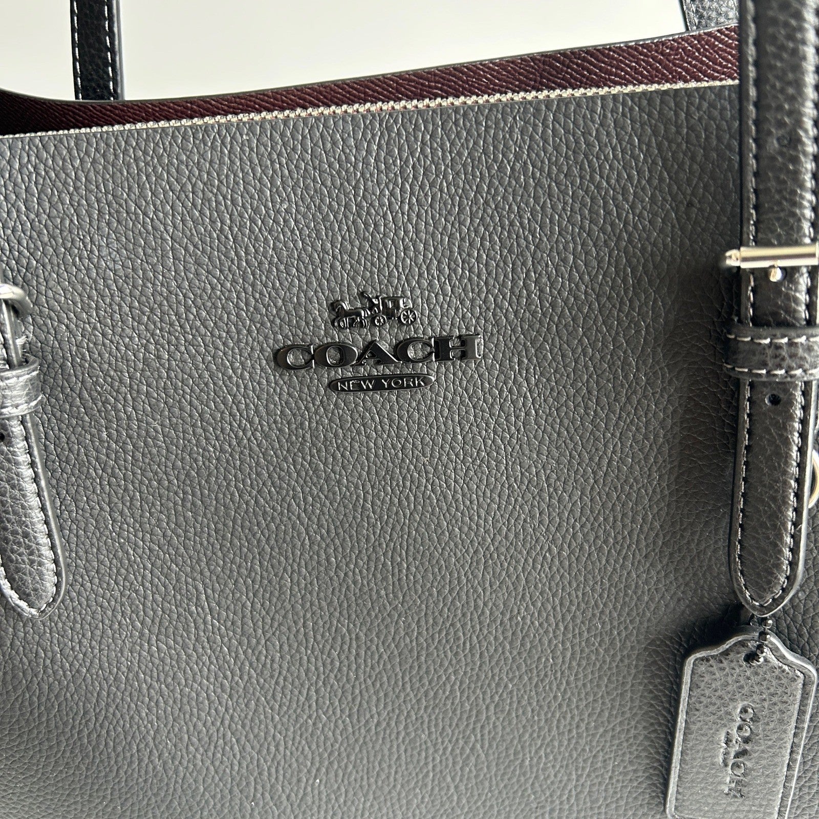 Coach Mollie Tote Black Pebbled Leather Shoulder Bag 1671 Excellent