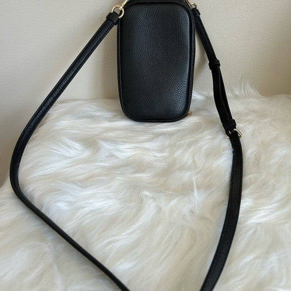 Coach Eva Phone Crossbody Black Pebbled Leather Bag Excellent