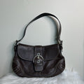 Coach Soho Buckle Flap Dark Brown Leather Shoulder Bag F10192 Good