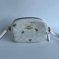 Coach Jamie Camera Bag Chalk White Bee Signature Canvas Leather Crossbody Good