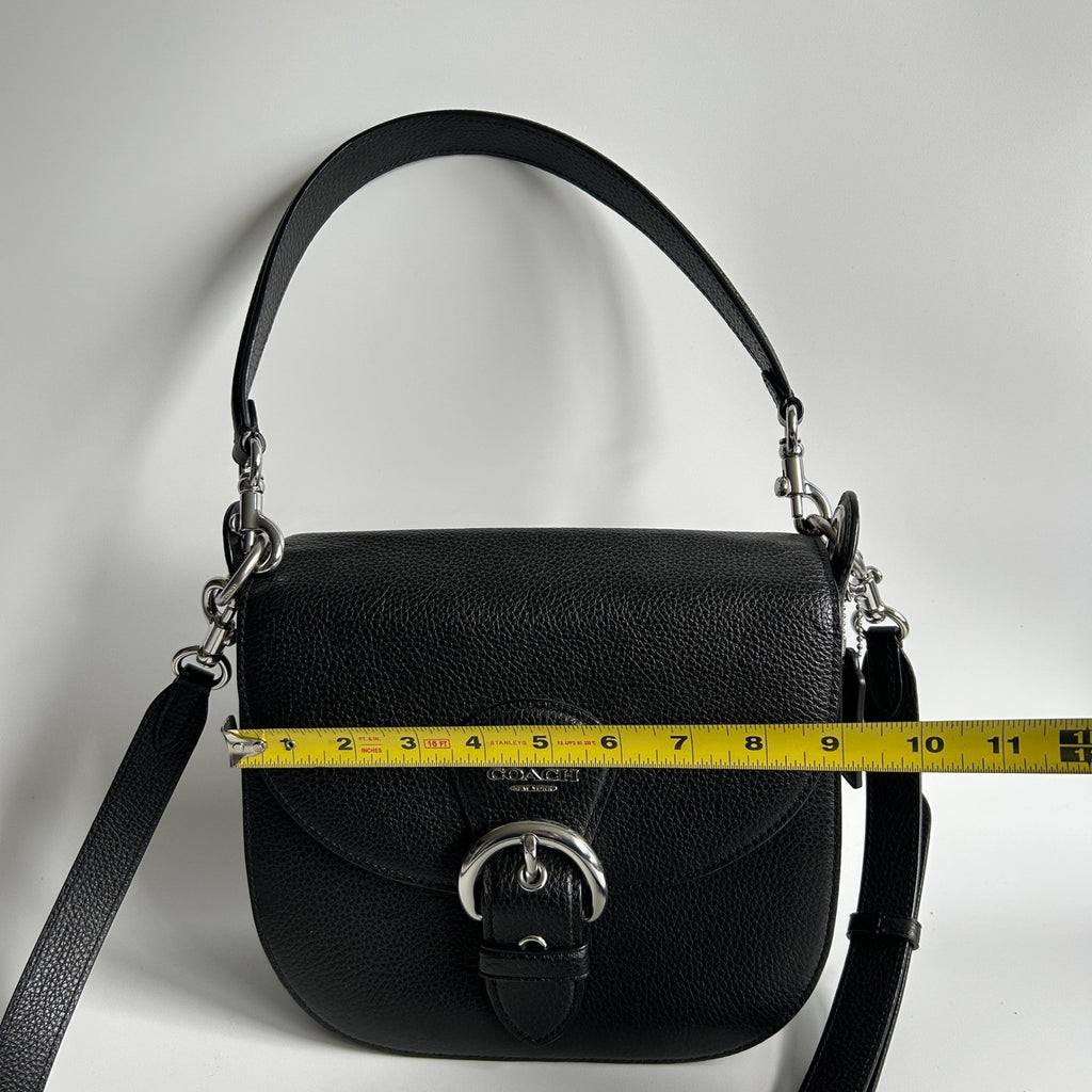 Coach Kleo Shoulder Bag 23 Black Pebbled Leather C5686 Excellent