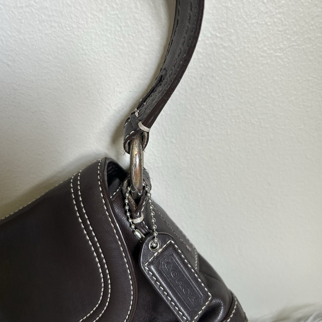 Coach Soho Flap Dark Brown Leather Shoulder Bag J0776-F10910 Excellent