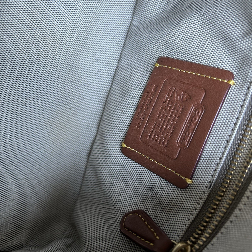 Coach Demi Bag Khaki Brown Signature Jacquard Leather Shoulder Bag Excellent