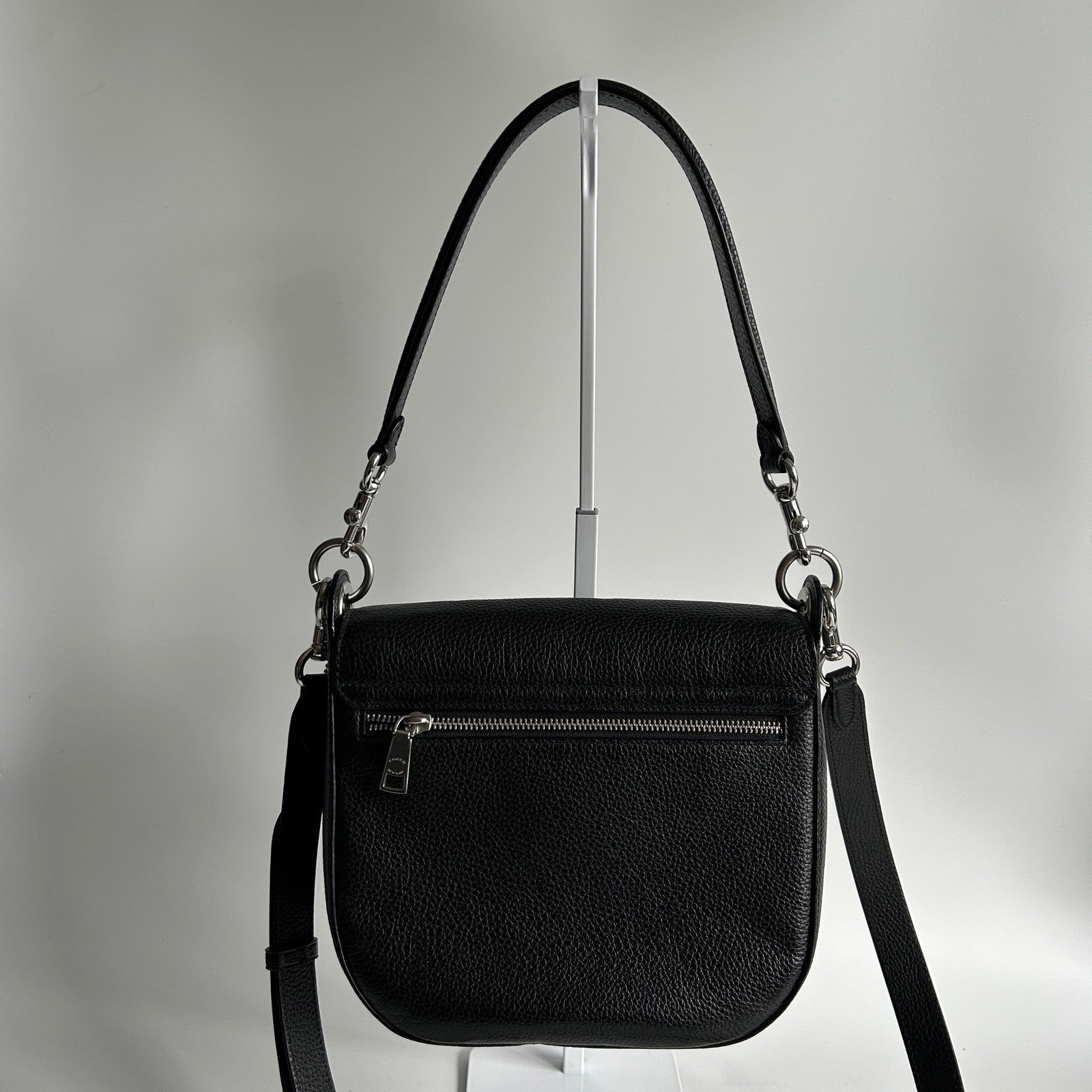 Coach Kleo Shoulder Bag 23 Black Pebbled Leather C5686 Excellent