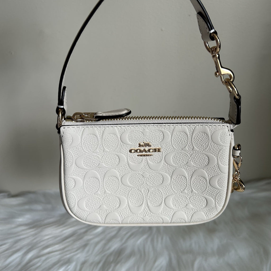 Coach Nolita 19 Chalk White Embossed Leather Shoulder Bag Excellent