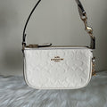 Coach Nolita 19 Chalk White Embossed Leather Shoulder Bag Excellent