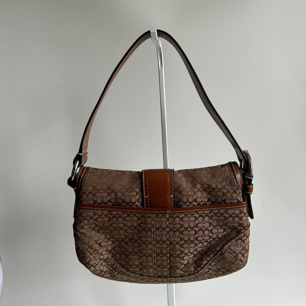 Coach Soho Signature Brown Canvas Leather Shoulder Bag EXCELLENT