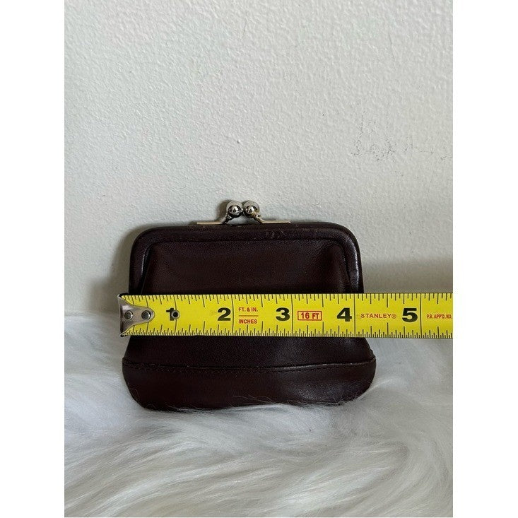 Coach Vintage Mahogany Leather Kisslock Coin Purse 7165 Good