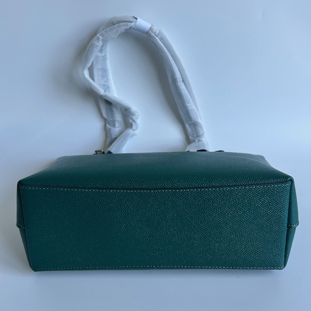 Coach Fiona Zip Tote Emerald Green Crossgrain Leather Bag NEW CW395