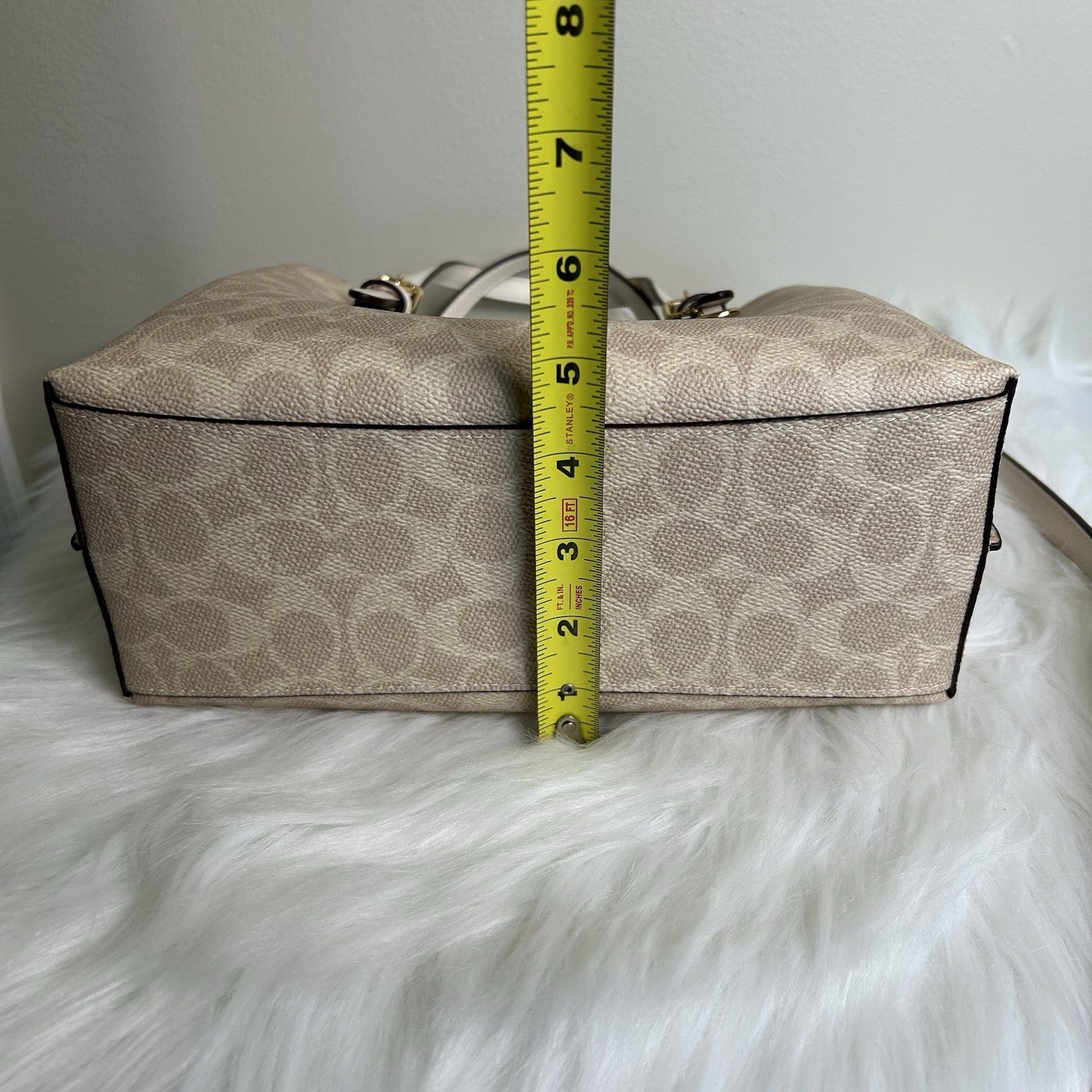 Coach Mollie Tote 25 Sand Chalk Signature Canvas Leather Bag NEW