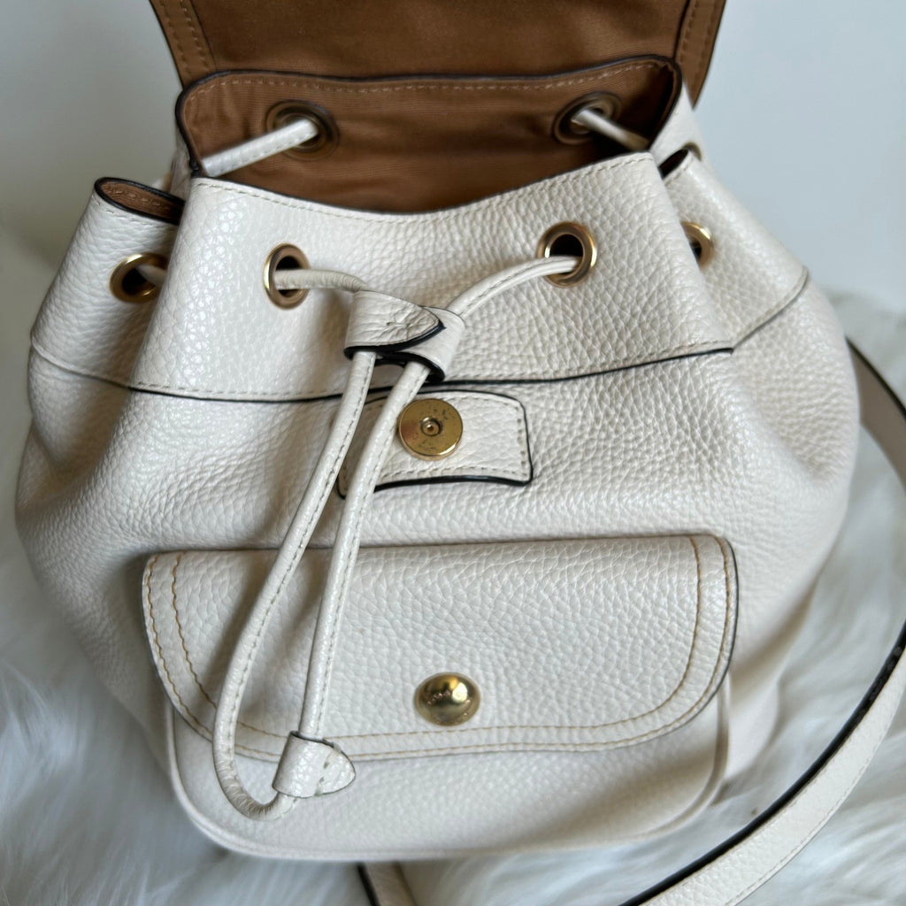 Coach Pennie Mini Backpack 22 Chalk White Pebbled Leather C4121 Good