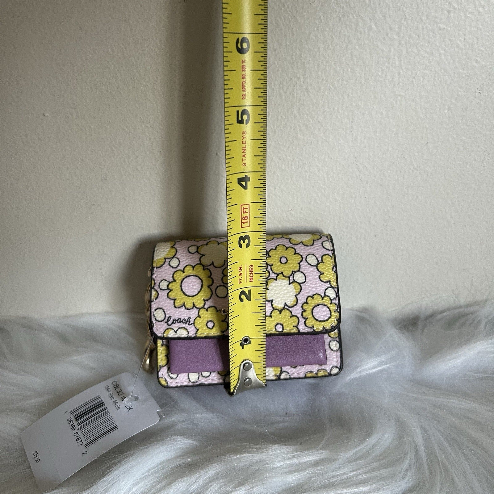 Coach Mini Klare Lilac Multi Floral Leather Bag Charm NWT CBL32