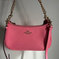 Coach Teri Pink Pebbled Leather Shoulder Bag Excellent