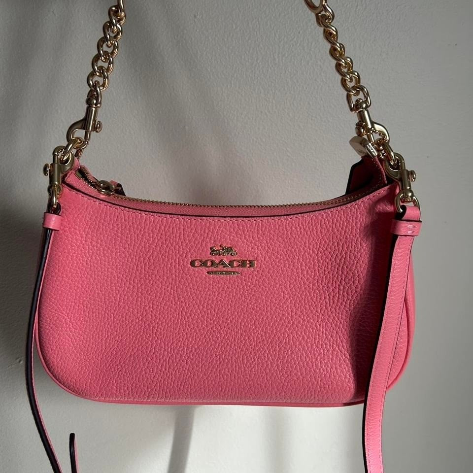 Coach Teri Pink Pebbled Leather Shoulder Bag Excellent
