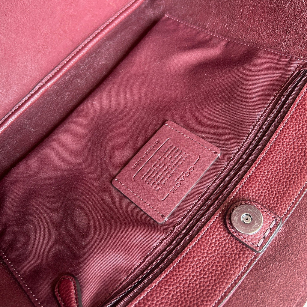 Coach Cameron Burgundy Pebbled Leather Tote Bag CC050 Excellent