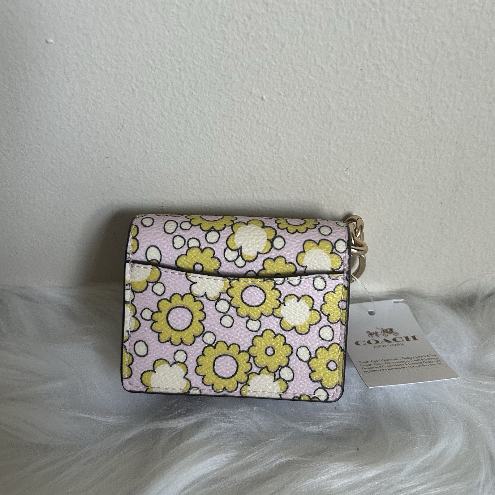 Coach Mini Klare Lilac Multi Floral Leather Bag Charm NWT CBL32
