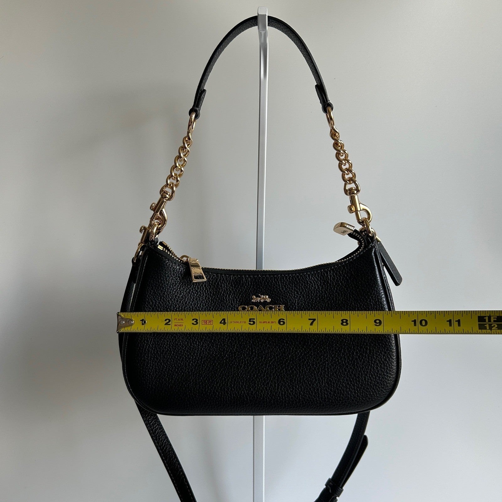 Coach Teri Black Pebbled Leather Shoulder Bag CV934 Excellent