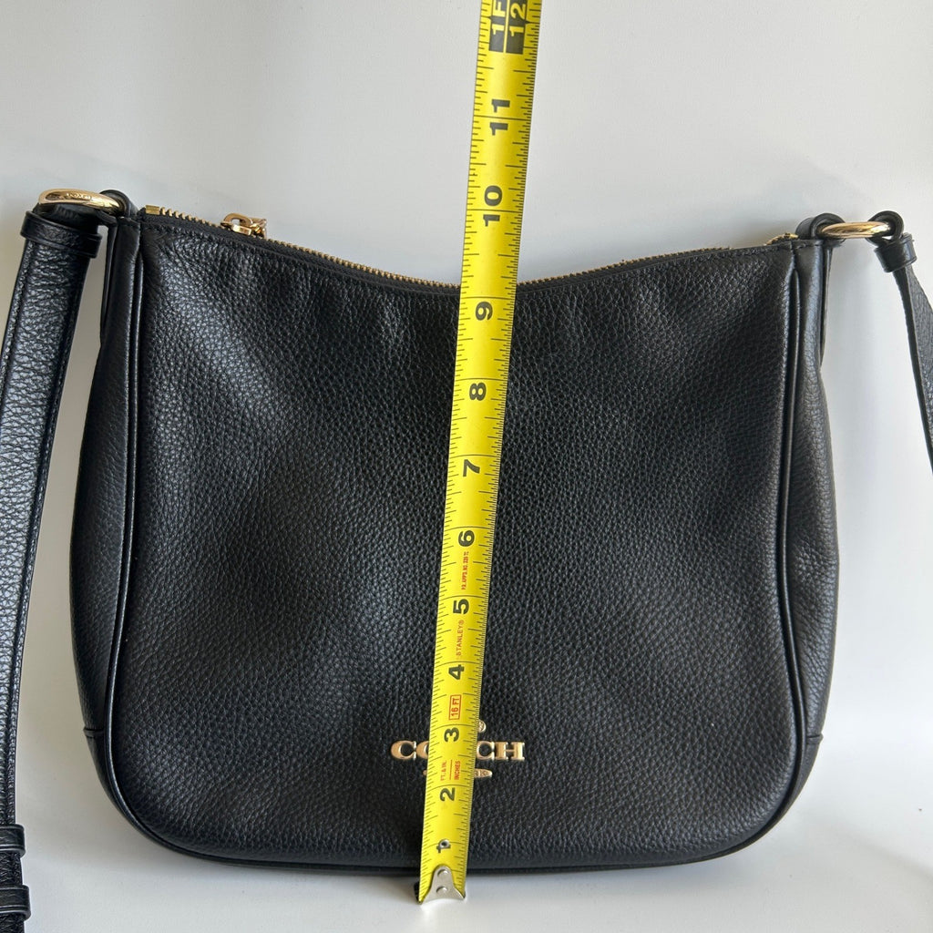 Coach Ellie File Bag Black Refined Pebble Leather Crossbody Excellent