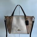 Coach Kacey Satchel Chalk Multi Pebbled Leather Bag Excellent