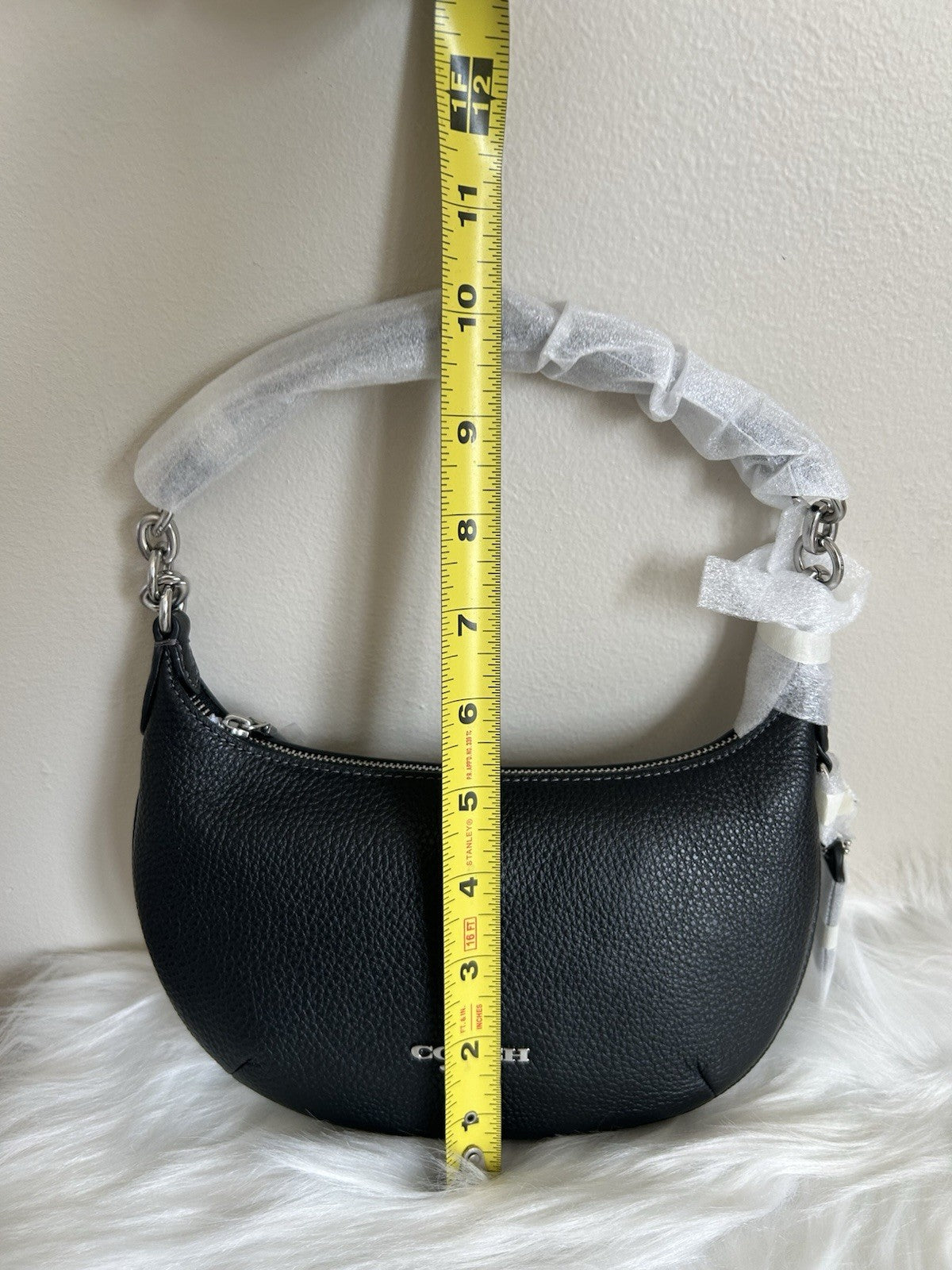 NWT Coach Mini Payton Bag Pebble Leather Silver/Black
