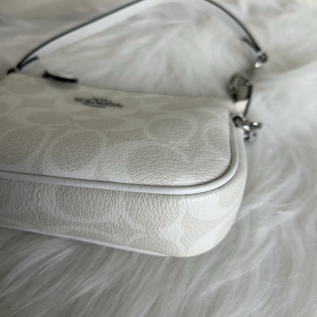 Coach Nolita 15 Mini Chalk White Signature Canvas Shoulder Bag Good