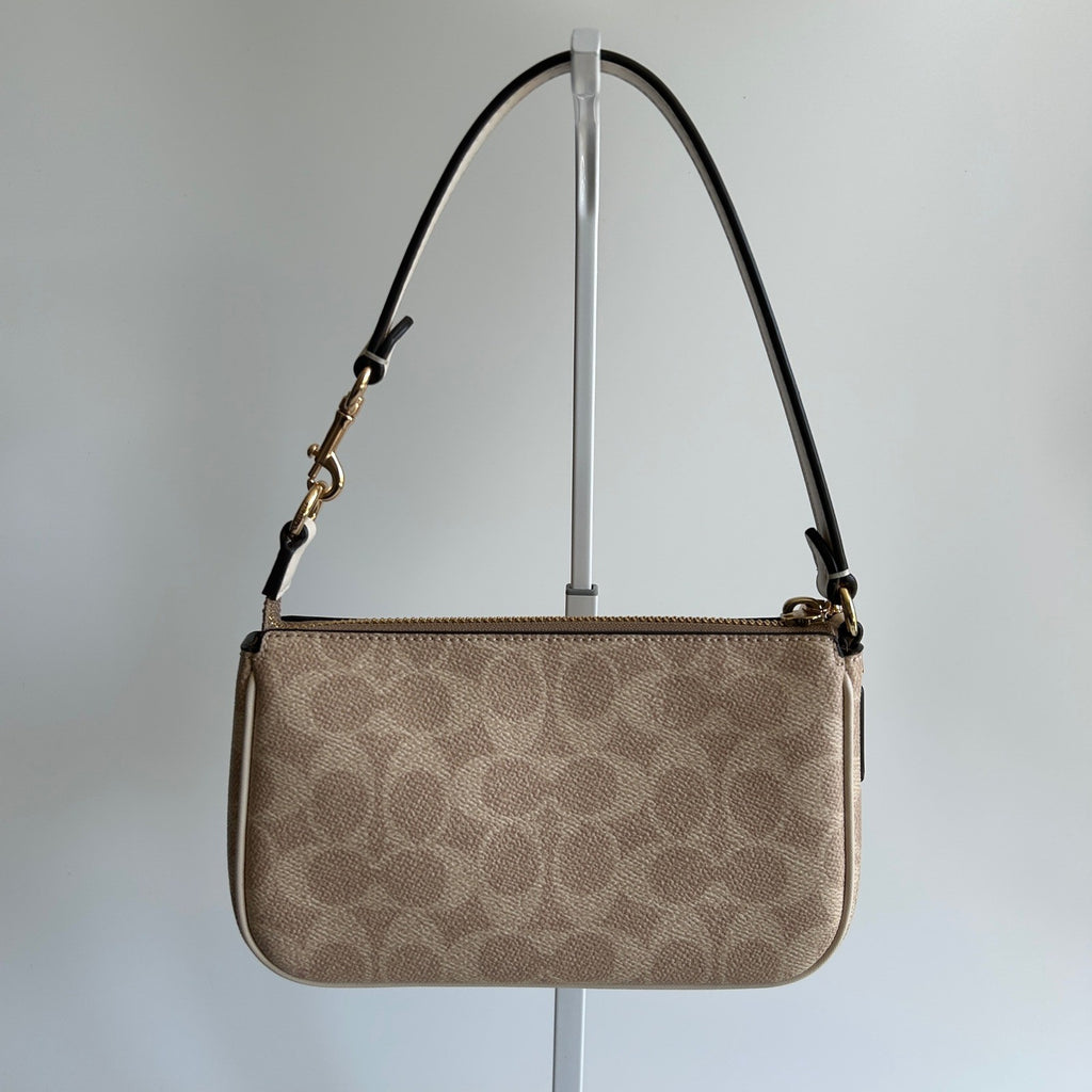 Coach Nolita 19 Light Khaki Chalk Signature Canvas Shoulder Bag Excellent