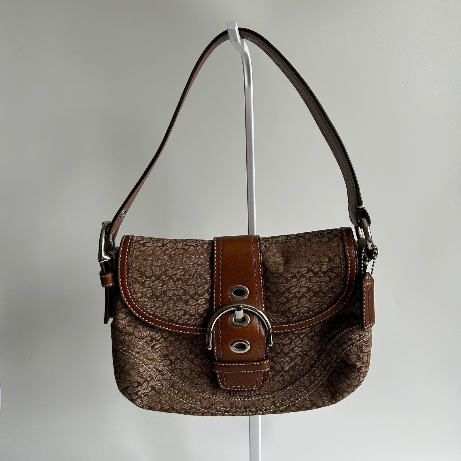 Coach Soho Signature Brown Canvas Leather Shoulder Bag EXCELLENT