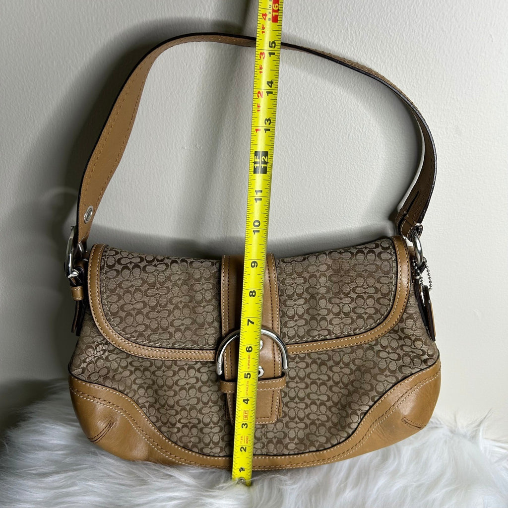 Coach Soho Flap Brown Signature Canvas Leather Shoulder Bag F10926 Good